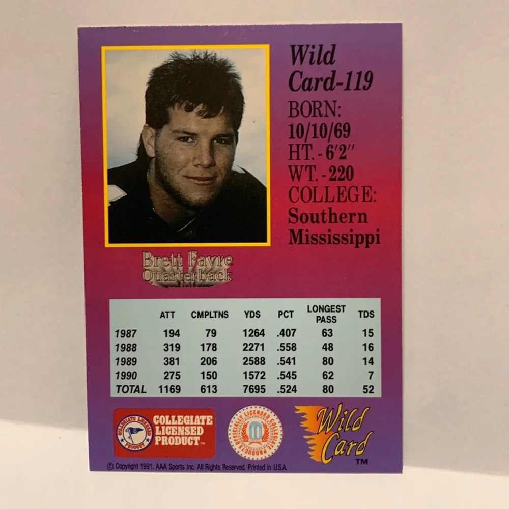 1991 Wild Card Draft #119 Brett Favre (001)
